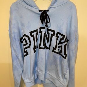 PINK blue cropped hoodie